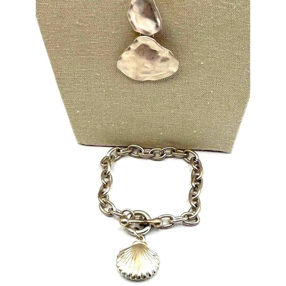 Silver Tone Necklace & Bracelet Set With Shell Charm - Picture 3 of 7